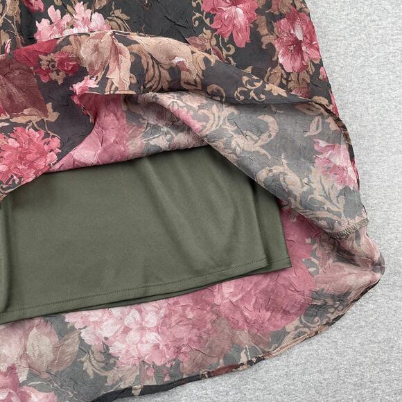 90s VTG Fairy Grunge Whimsigoth 2-pc Maxi Skirt Set 8 Pink Floral Asymmetric - Picture 15 of 16